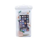 Husa subacvatica glitter kids waterproof flippy, snowproof, universala, cu snur, pentru telefon sau documente, peach, alb