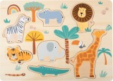 Cumpara ieftin Set puzzle Safari din lemn, jucarie copii +12 luni