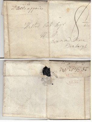 Great Britain 1832 Pre-Stamp Cover + Content Edinburgh DB.163 foto