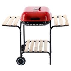Gratar gradina cu roti si capac 96x45x75cm, gratar carbuni metalic pentru barbecue exterior