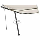 Copertină Retractabilă Manuală LED vidaXL, Crem, 350x250cm, Protecție UV, Impermeabilă, Gradină Terasă
