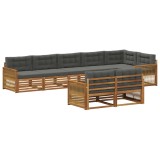 vidaXL Set de canapele de exterior cu pernă 8 pcs Natural și Antracit 3383510