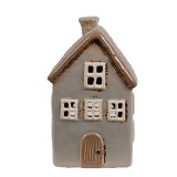 Cumpara ieftin Candela Casuta ceramica gri maro 9x9x16 cm