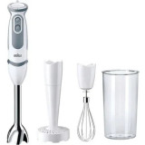 Mixer vertical Braun MQ5207WH, 1000 W, Pahar gradat 0.6 l, Accesoriu piure, Tel, 21 trepte viteza, Alb/Gri