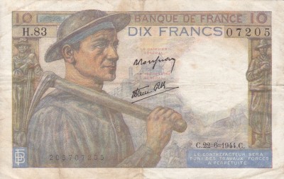 FRANTA 10 francs 22-6-1944 VF!!! foto