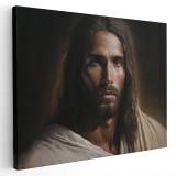 Tablou canvas portret Isus Hristos, maro, crem 1120 Tablou canvas pe panza CU RAMA 50x70 cm