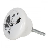 Cumpara ieftin Buton mobila din fier si ceramica alba neagra &Oslash; 4 x 2 cm