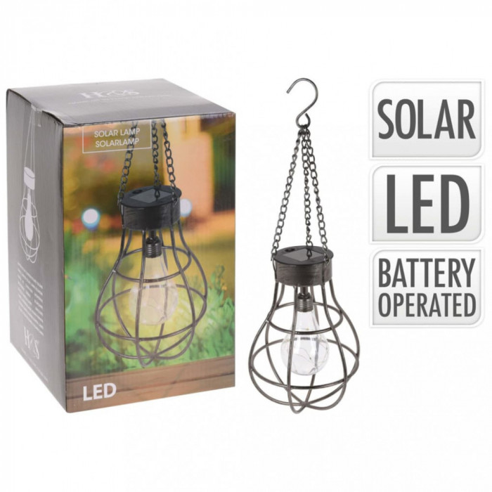 ProGarden Lampa cu bec solar, cu 10 LED-uri, metal GartenMobel Dekor