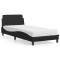 vidaXL Pat cu saltea, Dover, negru, 90x200 cm, piele ecologică 3208337