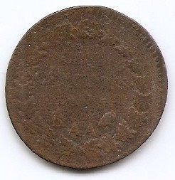 Franta 5 centimes 1796 AA - L&amp;#039;AN 5 - AA, Prima Republica, Cupru, 10 gr, 28 mm, KM-640 foto