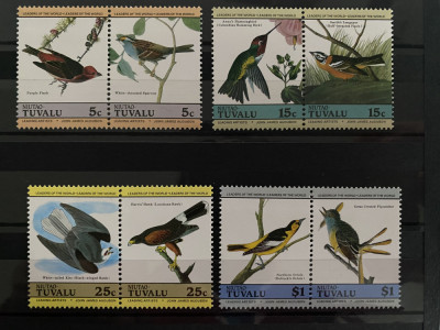 PC454 - Niutao Tuvalu 1985 Fauna/ Pasari Audubon , serie MNH, 8v foto