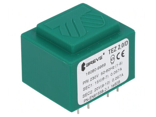 Transformator &icirc;ncapsulat 2VA 230VAC 15V 20V PCB