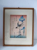 Tablou reprint &bdquo;Swallows and Iris&rdquo;, artist japonez Kobayashi Kiyochika