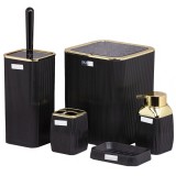 Set de accesorii patrate pentru baie din plastic, 5 piese, negru Household NewTrend