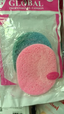 Set 2 bureți curățare față, albastru-roz foto