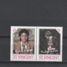 St.Vincent 1985-Arta,Muzica,Michael Jackson,serie 2 val.pereche, MNH.890-891