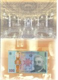 ROMANIA 100 LEI 2019 , Polimer - UNC , in Pliant + Plic BNR , I.C. BRATIANU - DESAVARSIREA MARII UNIRI , Seria 25989
