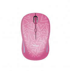 Mouse Trust Yvi FX, Wireless 2.4 Ghz, Receiver USB, 1600 DPi, 4 Butoane, Scroll, Senzor Optic, Iluminat, Pink