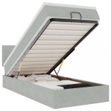 Cumpara ieftin Cadru de pat otoman cu saltea Gri deschis 100x200cm catifea