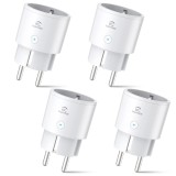 Priza inteligenta WiFi, EIGHTREE, pachet 4 bucati, masurare consum, compatibila Alexa si Google Home, 2.4GHz, alba