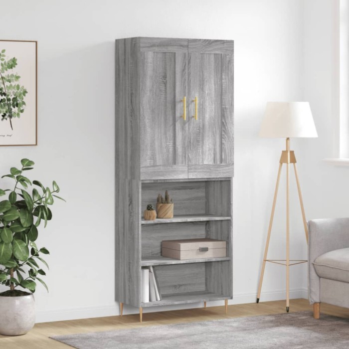 Dulap &icirc;nalt, gri sonoma, 69,5x34x180 cm, lemn compozit