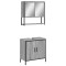 Set mobilier de baie, 2 piese, gri sonoma, lemn prelucrat