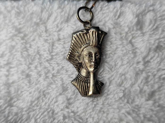 rar MEDALION argint CLEOPATRA splendid EGIPT 1900 superb VECHI pe Lant argint
