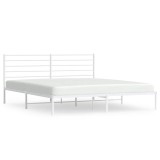 Cumpara ieftin Cadru de pat metalic cu tablie, alb, 183x213 cm