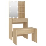 Cumpara ieftin Set de masuta de toaleta cu LED, stejar sonoma, lemn prelucrat