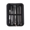 Trusa pentru extractia punctelor negre si a cosurilor, 8 piese, inox, husa din piele ecologica, Oem