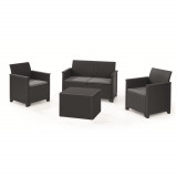 Set mobilier gradina 4 locuri cu masuta depozitare graphite Keter Elodie