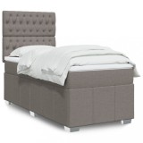 VidaXL Pat box spring cu saltea, gri taupe, 90x190 cm, textil 3293834