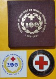 SV * CENTENAR CRUCEA ROȘIE ROM&Acirc;NĂ * 1876 - 1976 * cutie originală * certificat