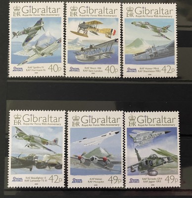 PC171 - Gibraltar 2008 Aviatie 90 ani RAF, serie MNH, 6v foto