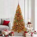 vidaXL Brad de Crăciun cu 300 LED cu suport Auriu 180 cm PET 3396633