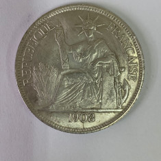 (1) Moneda - 1 PIASTRE - 1908 - Indochina Franceza - REPLICA - KM 5a