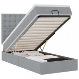 Cumpara ieftin Pat otoman cu saltea si LED-uri, gri deschis, 90x200 cm, textil