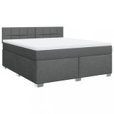 Cumpara ieftin Pat box spring cu saltea, gri inchis, 180x200 cm, textil