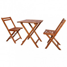 vidaXL Set mobilier bistro pliabil, 3 piese, lemn masiv de acacia