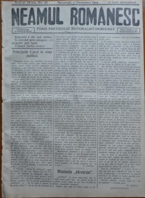 Ziarul Neamul romanesc , nr. 48 , 1914 , din perioada antisemita a lui N. Iorga foto