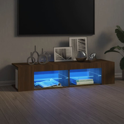 Comoda TV cu lumini LED, stejar maro, 135x39x30 cm GartenMobel Dekor foto