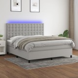 Cumpara ieftin Pat cu arcuri, saltea și LED, gri deschis, 180x200 cm, textil