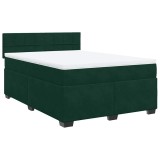 Cumpara ieftin Pat box spring cu saltea, verde inchis, 140x200 cm, catifea