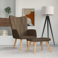 Scaun de relaxare cu taburet, maro, material textil