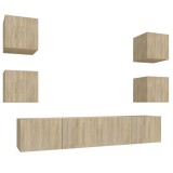 Cumpara ieftin Set dulap TV, 6 piese, stejar sonoma, lemn prelucrat