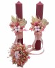 Set buchet si lumanari cu flori de bumbac si plante naturale uscate, lumanari tip fagure - Roz, Eventissimi&reg;