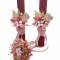 Set buchet si lumanari cu flori de bumbac si plante naturale uscate, lumanari tip fagure - Roz
