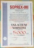 UNA ACTIUNE NOMINATIVA , SOCIETATEA COMERCIALA ,,SOPREX-IMI"1995/STARE FOARTE BUNA
