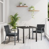 Set Dining Gradina 3 Piese Poliratan Negru, 2 Scaune cu Perne+Masuta, Balcon/Terasa, 110kg/Loc
