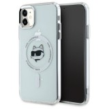 Husa iPhone 11 Karl Lagerfeld IML MagSafe, Metal Choupette`s Head, alb, KLHMN61HLSCHH